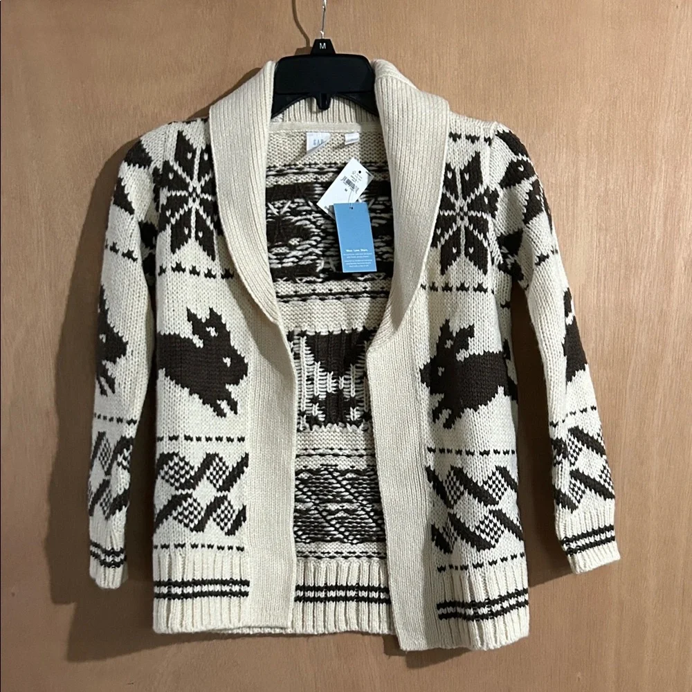 NWT GAP Kids Cream and Brown Patterned Sweater